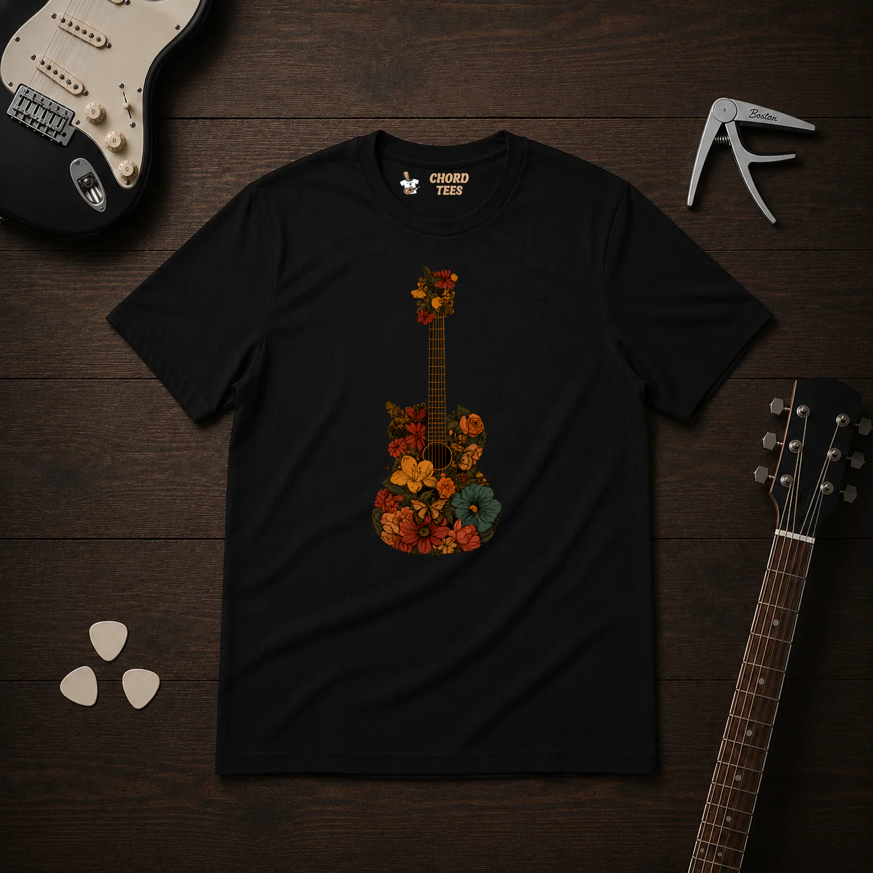 Guitar Flowers T-Shirt