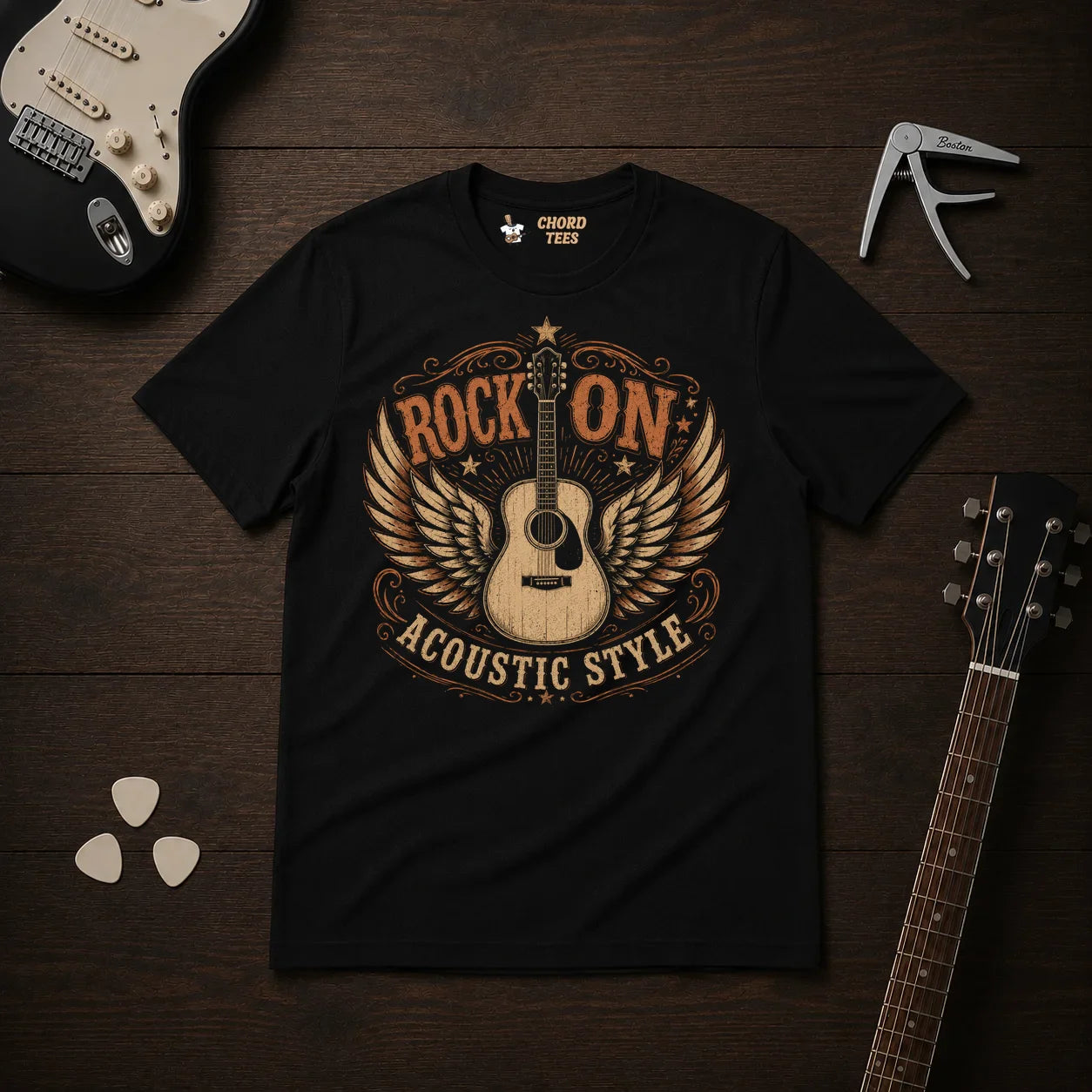 Rock On Acoustic Style T-Shirt
