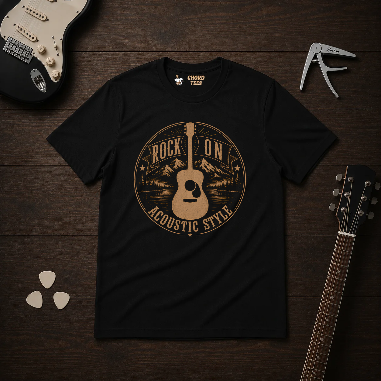 Rock On Acoustic Style T-Shirt