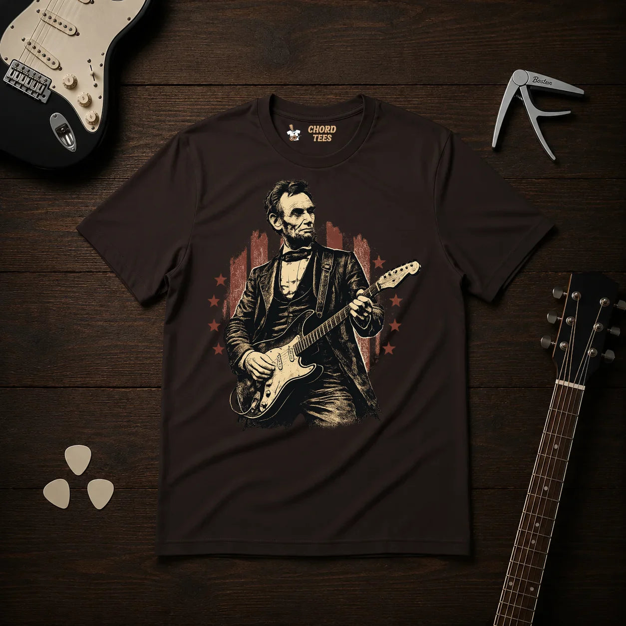 Lincoln Playing Guitar T-Shirt