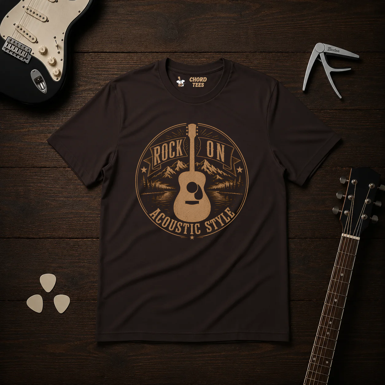 Rock On Acoustic Style T-Shirt