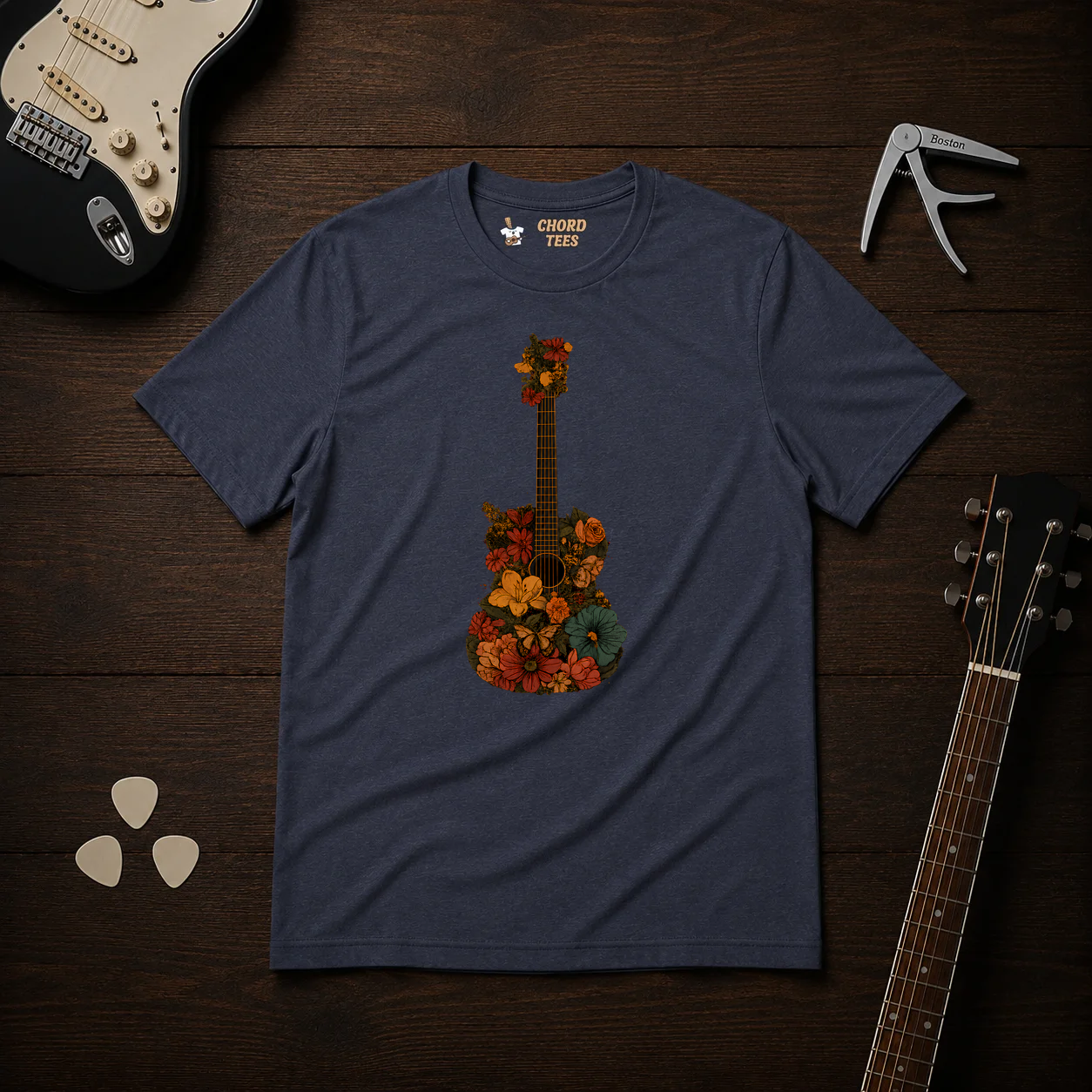 Guitar Flowers T-Shirt
