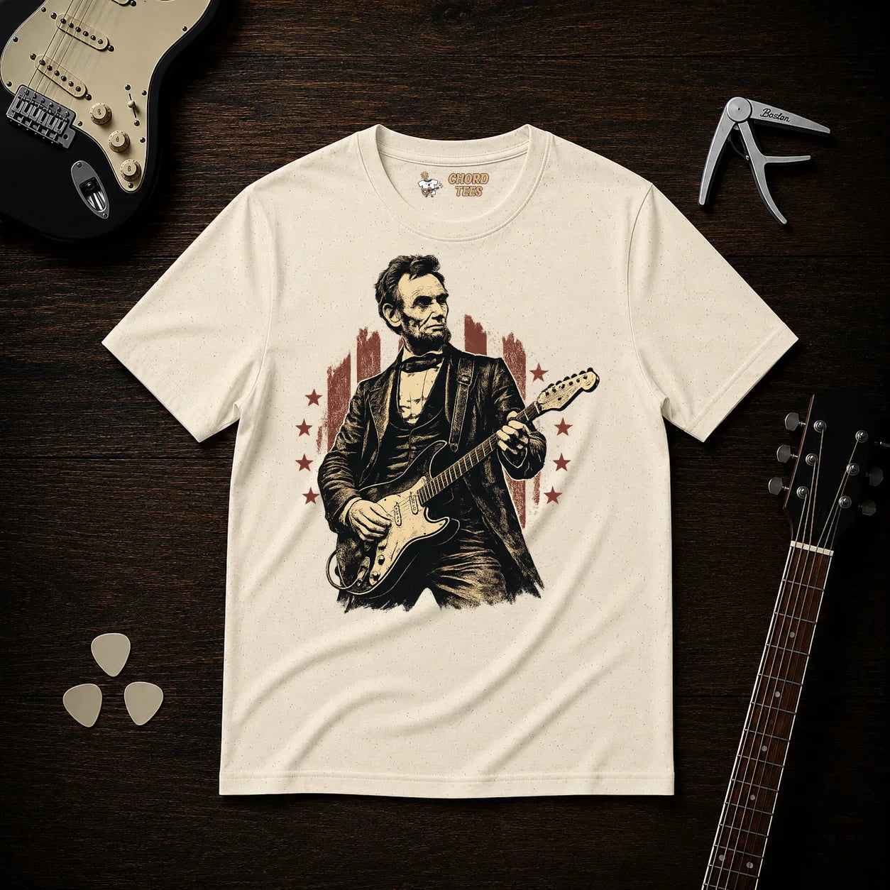 Lincoln Playing Guitar T-Shirt