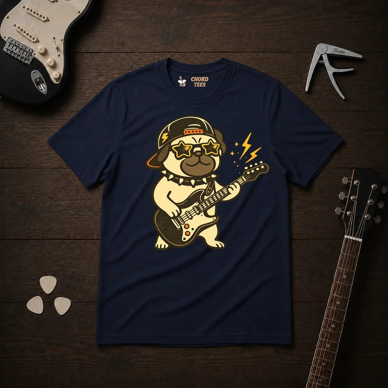 Pug Playing Guitar T-Shirt