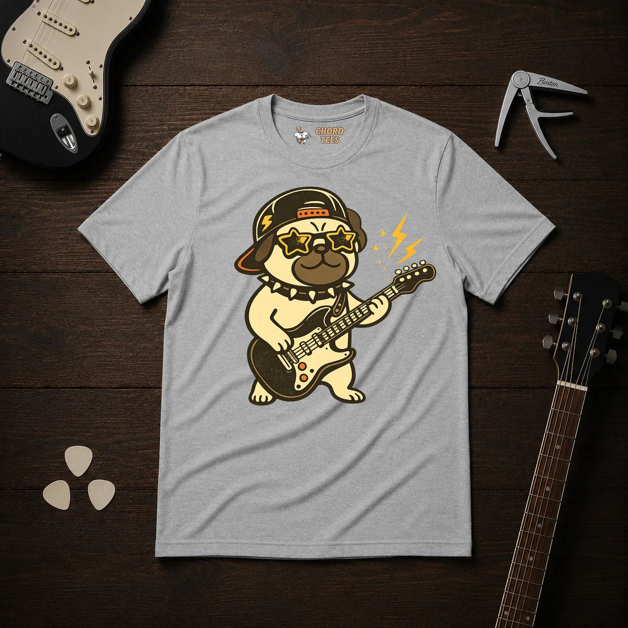 Pug Playing Guitar T-Shirt