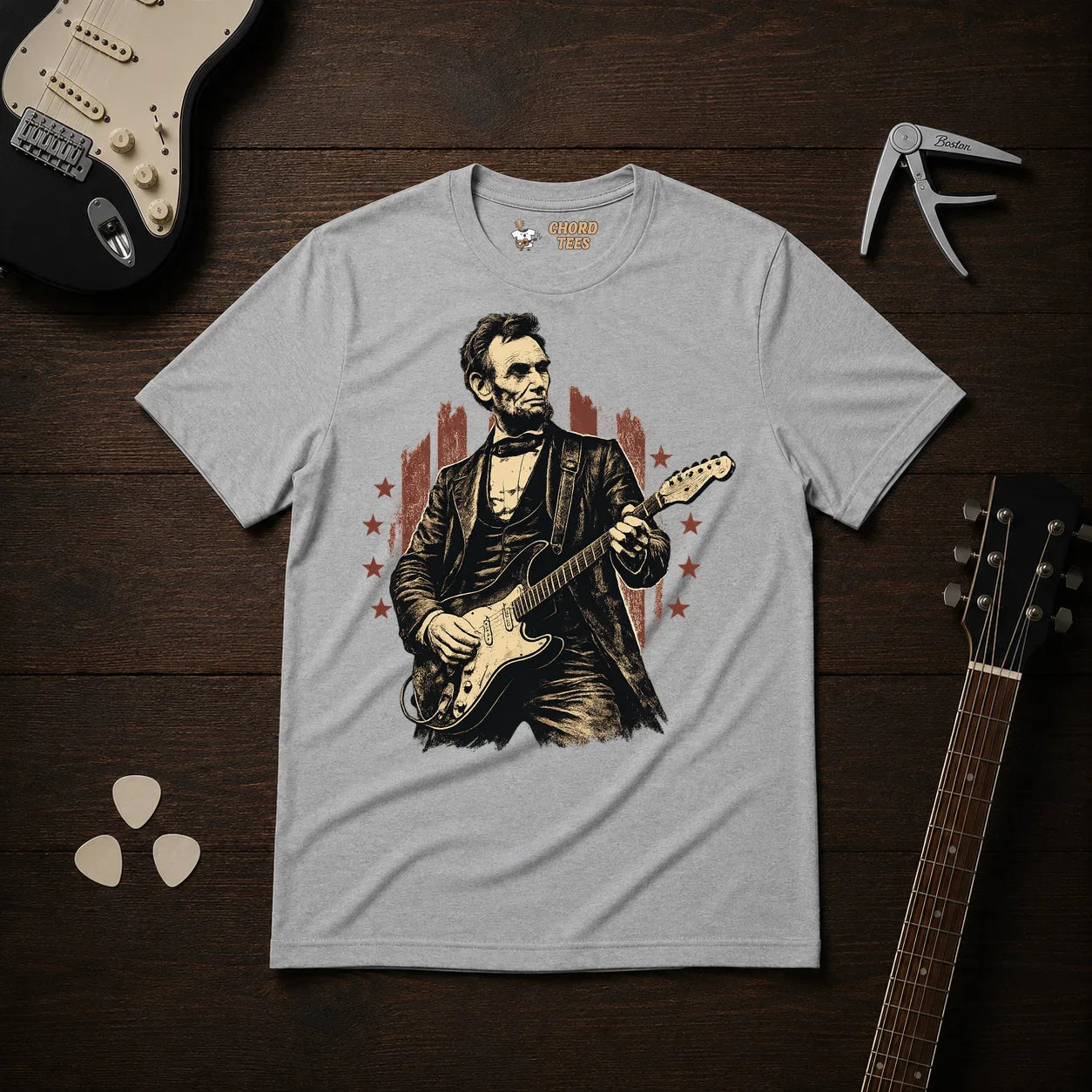 Lincoln Playing Guitar T-Shirt