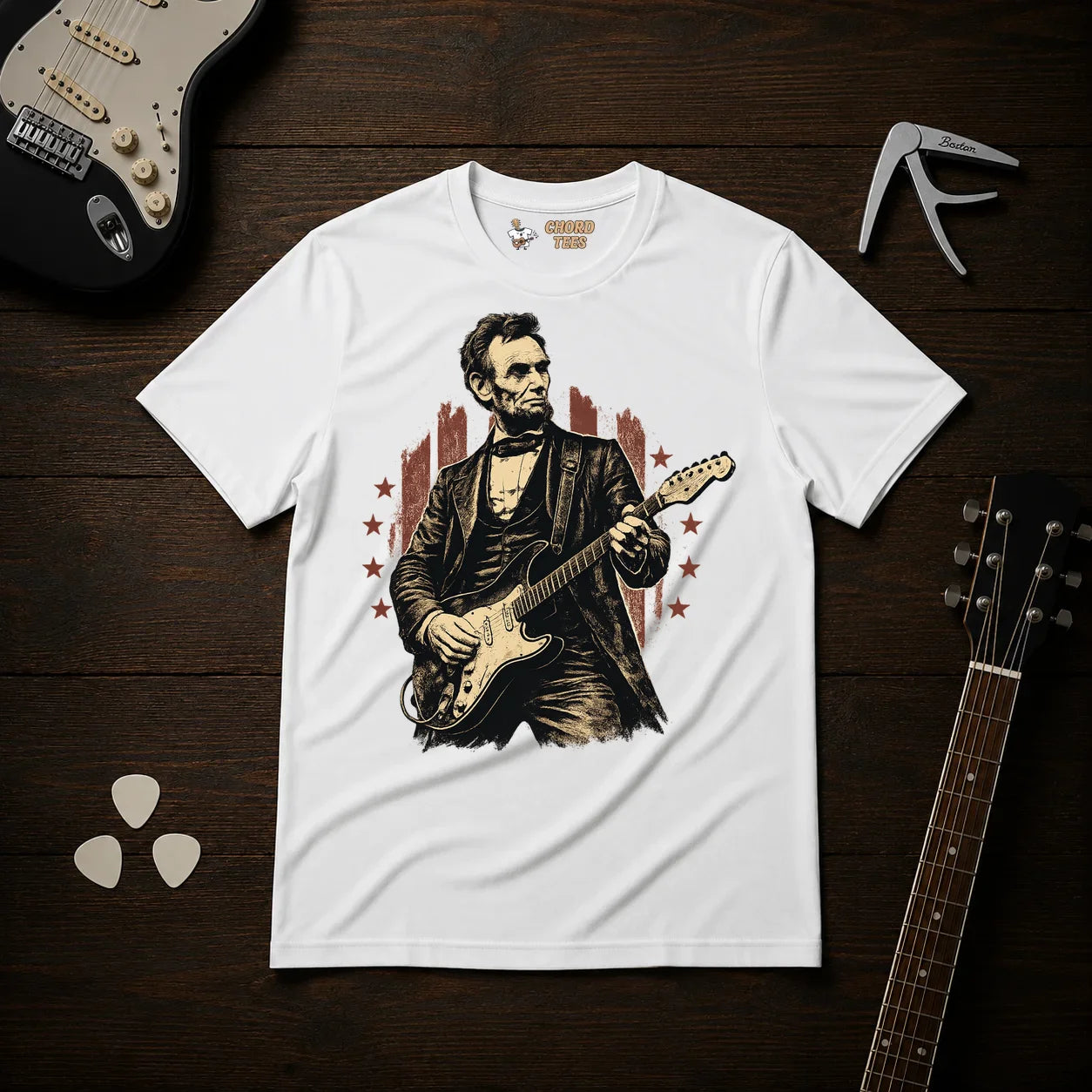 Lincoln Playing Guitar T-Shirt
